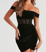 WINDSOR Elegant Black Off-Shoulder Home Coming Dress Size Small Photo 0