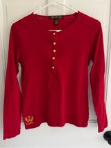 Lauren Ralph Lauren y2K Red Nautical Anchor Henley Long Sleeve Top Small Photo 0