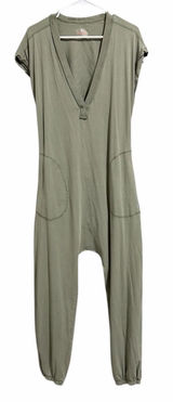 Free People Algues Marines Short Sleeve Hot Shot V-Neck Cut-Out‎ Back Jumpsuit S Photo 0