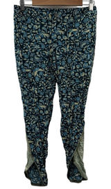Free People Blue & Cream Floral Print Cropped Mid Rise Pants Sz 0 NEW Photo 0