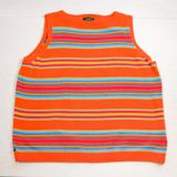 Lauren Ralph Lauren Sweater Vest Womens 3X Orange Striped Cotton Knit Multicolor Photo 0