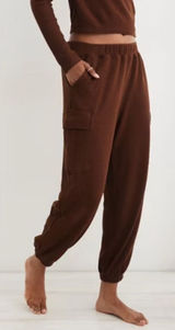 Aerie Waffle Joggers Cargo Pockets Brown Size Medium Loungewear Photo 0