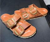 Birkenstock Arizona Big Gold Buckle Slide Sandal Photo 0