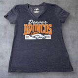 NDenver Broncos NFL Team Apparel V Neck T‎ Shirt Womens M Gray Short Sleeve Photo 0