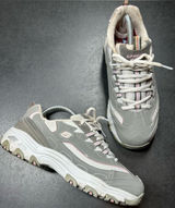 Skechers Women’s Size 8.5 Gray Light Pink D`lites Work Slip Resistant Sneakers Photo 0