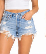 Levi’s 501 Women’s W24 High Rise Distressed Cutoff Denim Shorts Light Wash Photo 0