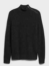 Banana Republic Men’s Mock Neck Zip Shoulder Knit Sweater Black Gray Size Large Photo 0