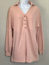 Pink Lagenlook Cottagecore Relaxed Loungewear Button Up Collar Playsuit Romper S Photo 0