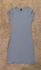 SHEIN Light Blue Ribbed Short-Sleeve Bodycon Mini Dress Photo 0
