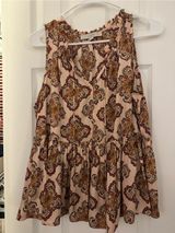 LOFT Cream Pink Paisley Ruffled Sleeveless Peplum Top Photo 0