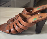 Sofft Womens Cognac Brown Leather Caged Slide Heeled Sandals Mules 9M 1234800 Photo 0