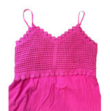 Juniors SO Dress Size L Fuchsia Mini Babydoll Crochet Mixed Media Cami WT Photo 0