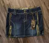NWT Y2K Clash Jeans Studded Denim Mini Skirt Leopard Print M Photo 0