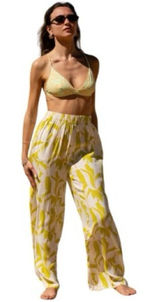 🌸Women’s Sun-Kissed Tropical High-Waisted Wide-Leg Pants - Size L Photo 0