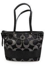 Coach Signature Black & Silver Jacquard Tote Bag – Style F20429 Photo 0
