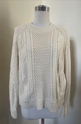 J. Crew Ivory Cable & Honeycomb Crewneck Sweater Photo 0