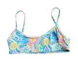 Frankies Bikinis Floral Psychedelic Bralette Bikini Top Blue Pink Retro XS Photo 0