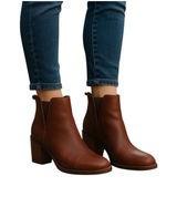 Toms Esme Leather Chelsea Boots Burnt Henna Size 7.5 Minimalist Western Festival Photo 0