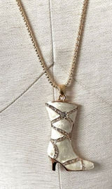 Betsey Johnson enamel rhinestone boot pendant necklace Photo 0