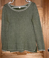 J. Crew Olive and Cream Textured Crewneck Sweater size S Photo 0