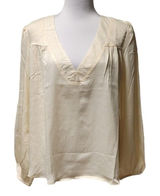 Ivory V Neck Blouse Top Long‎ Balloon Sleeve Neutral Clean Girl Going Out SizeM Photo 0