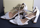 NIB J. Adams "Anna" White Block Heel Sandals Size 10 – Floral Lace Wedding Shoes Photo 0