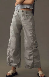 Anthropologie Pilcro Parachute Curve Barrel Wide Leg Cotton Coastal Pants 27 Photo 0