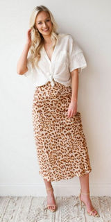 Free People Leopard‎ Print Midi Skirt US 4 Fall Slip Lightweight Photo 0