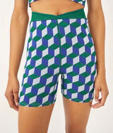FP Movement Free People Geometric Cube Print Crossover V-Waist Bike Shorts M Photo 0