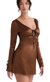 House of CB Sakina Copper Satin Mini Dress Size XS Photo 0