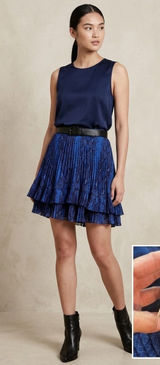 Banana Republic Blue Snake Print Asymmetrical Pleated‎ Mini Skirt 10 256778-01 Photo 0