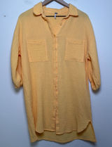 YFB Young Fabulous & Broke Women 100% Cotton‎ Shirt XS Yellow Gauze Button Down Photo 0