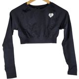 WOMENS BEST Move Seamless Long‎ Sleeve Crop Top Black Medium Athletic Workout Photo 0