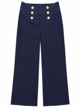 Ralph Lauren high waist Navy Sailor Pants Wide Leg Silk Cotton Blend Old Money 6 Photo 0