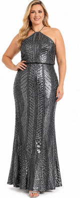 Alex & Eve by Alex Evenings - Sequin Halter Gown Photo 0
