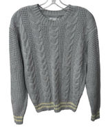American Eagle Women's Size Small Gray Cable Knit Sweater Crew Neck Fisherman Photo 0