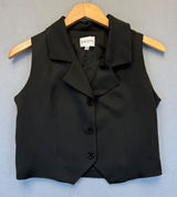 SNDYS Womens Black Cropped Button Up‎ Vest Notched Lapel Size S Small Photo 0