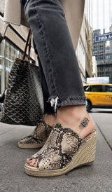 Abound Charlotte Snake Print Espadrille Wedge Sandals Brown Tan Size 10 Photo 0
