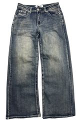 Telepatia Y2K Low Rise Wide Leg Jeans Rhinestone Embroidered McBling Sz 11 Diva Photo 0