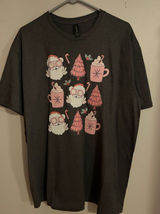 Gildan Dark Gray Softstyle T-Shirt With Christmas Heat‎ Transfer Size XL Photo 0