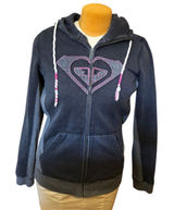 Roxy Women's Charcoal Zip-Up Hoodie with Pink Logo Accents M medium vtg Photo 0