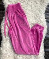 Victoria'S Secret Hot Pink Velour Velvet On Point Jogger Sweatpants Drawstrings Photo 0
