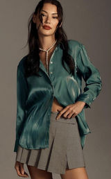 Anthropologie Silky Iridescent Buttondown Shirt Photo 0