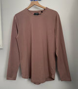 Cuts Men’s Large AO Long Sleeve Curve Hem‎ Tee Mauve Pink Workout Active Photo 0