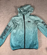 Victorias Secret PINK Jacket XS Ombré Teal‎ Full Zip Tuckaway Hood Windbreaker Photo 0