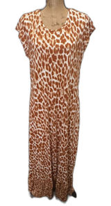 Denim & Co Tan Giraffe‎ Animal Print Maxi Dress with Pockets Casual Size Medium Photo 0