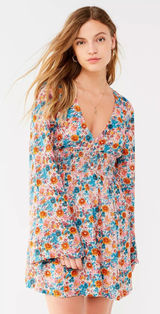 Urban Outfitters Floral Elise Smocked-Waist Mini Dress Size Large Photo 0