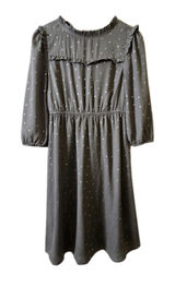 Baltic‎ Born Dress Women Small Green Rylee Ruffle Gold Foil Polka Dot Midi Photo 0