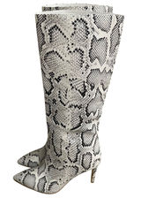 Guess‎ dayton Women's Snake Print Knee Heel Boots Pointed Toe used 1x EUC Photo 0