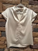Calvin Klein Women's Cream Satin V-Neck Cap Sleeve Top-Medium Photo 0